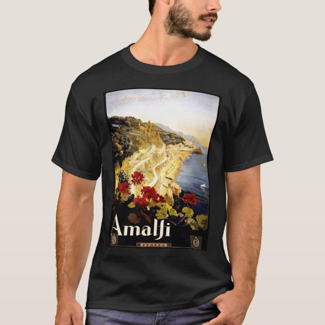 Antique Illustration Italy Amalfi Coast Antique Jo T Shirt (Framsida)