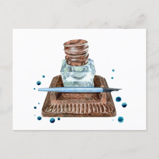 Antique Inkwell-vykort Helg Vykort