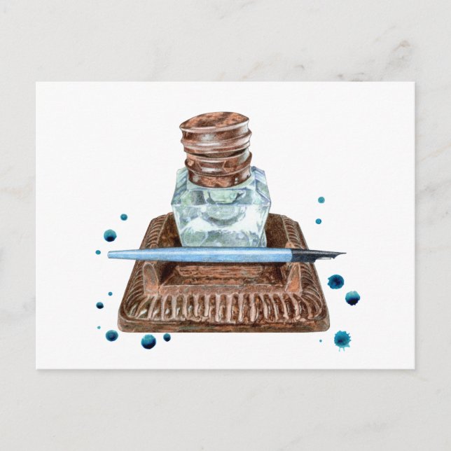 Antique Inkwell-vykort Helg Vykort (Framsida)