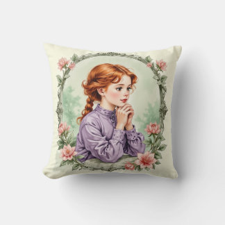 Antique-Inspired Blommigt Girl Kudde