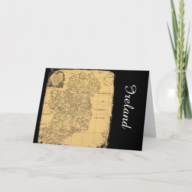 Antique Ireland Karta Greeting Card Kort (Framsida)