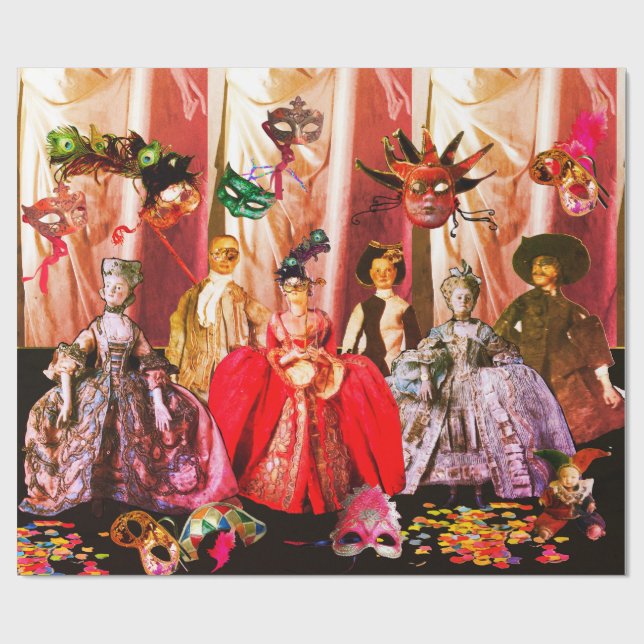 ANTIQUE ITALIAN PUPPETS AND MASKS MASQUERADE PARTY PRESENTPAPPER (Platt)