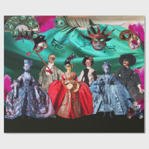 ANTIQUE ITALIAN PUPPETS AND MASKS MASQUERADE PARTY PRESENTPAPPER