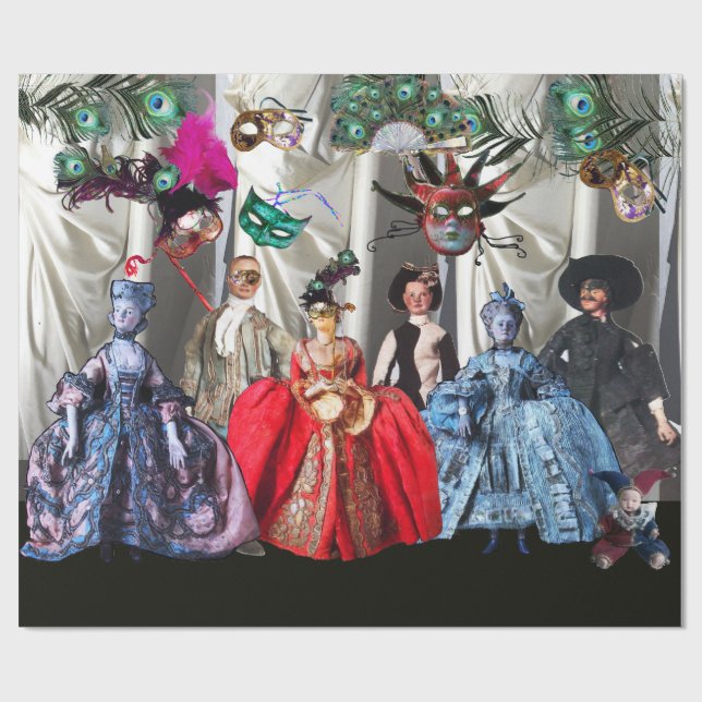 ANTIQUE ITALIAN PUPPETS AND MASKS MASQUERADE PARTY PRESENTPAPPER (Platt)