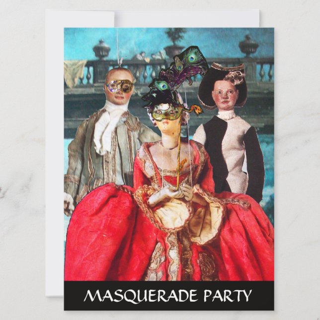 ANTIQUE ITALIAN PUPPETS MASQUERADE COSTUME PARTY INBJUDNINGAR (Framsida)