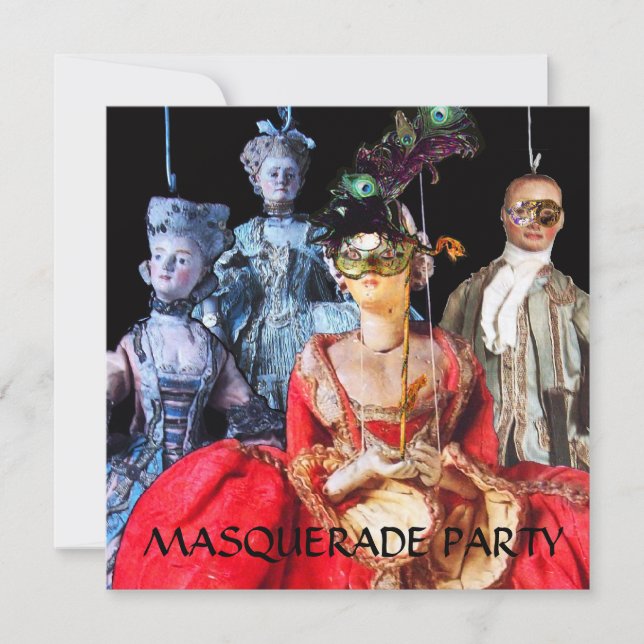 ANTIQUE ITALIAN PUPPETS MASQUERADE COSTUME PARTY INBJUDNINGAR (Framsida)