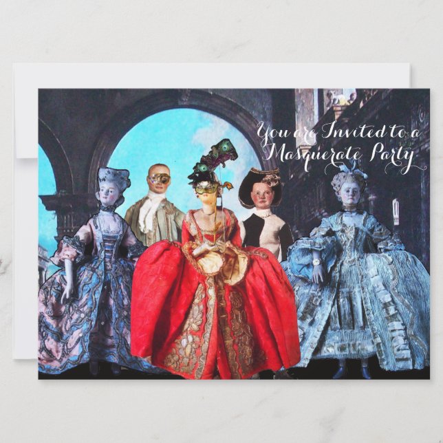 ANTIQUE ITALIAN PUPPETS MASQUERADE COSTUME PARTY INBJUDNINGAR (Framsida)