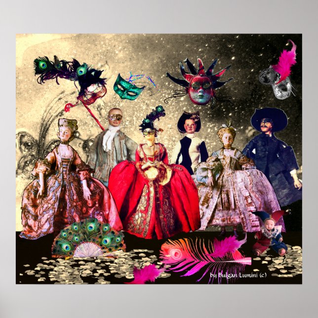ANTIQUE ITALIAN PUPPETS MASQUERADE COSTUME PARTY POSTER (Framsidan)
