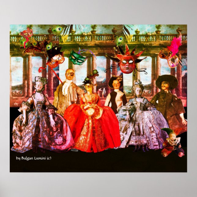 ANTIQUE ITALIAN PUPPETS MASQUERADE COSTUME PARTY POSTER (Framsidan)