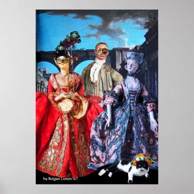 ANTIQUE ITALIAN PUPPETS MASQUERADE COSTUME PARTY POSTER (Framsidan)
