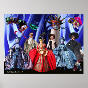 ANTIQUE ITALIAN PUPPETS MASQUERADE COSTUME PARTY POSTER