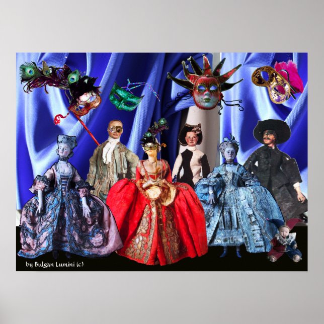 ANTIQUE ITALIAN PUPPETS MASQUERADE COSTUME PARTY POSTER (Framsidan)