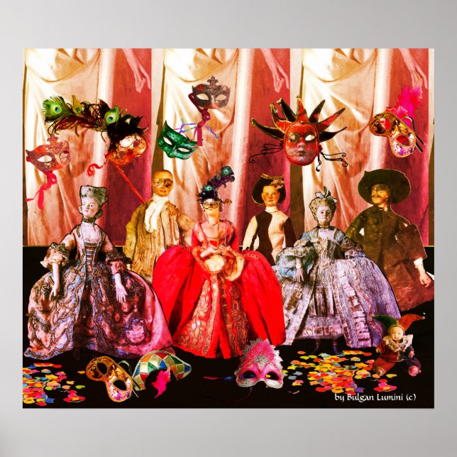 ANTIQUE ITALIAN PUPPETS MASQUERADE COSTUME PARTY POSTER (Framsidan)
