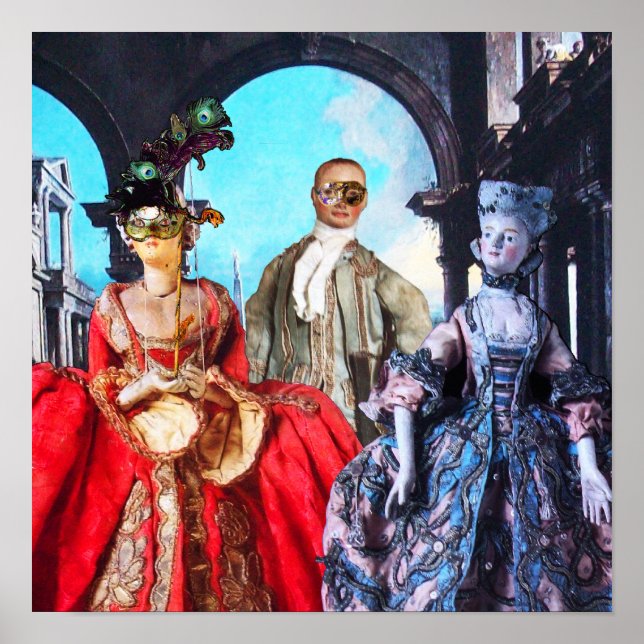 ANTIQUE ITALIAN PUPPETS MASQUERADE COSTUME PARTY POSTER (Framsidan)
