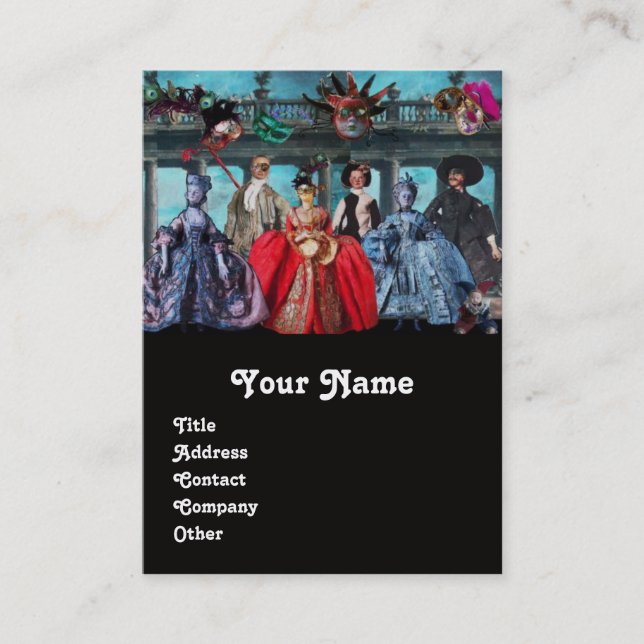 ANTIQUE ITALIAN PUPPETS MASQUERADE MASKS,KOSTUMES VISITKORT (Framsida)