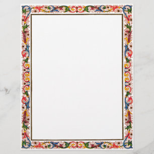 Antique Italy Blommigt Gräns Stationery