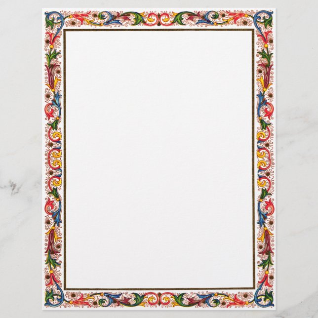 Antique Italy Blommigt Gräns Stationery (Framsida)
