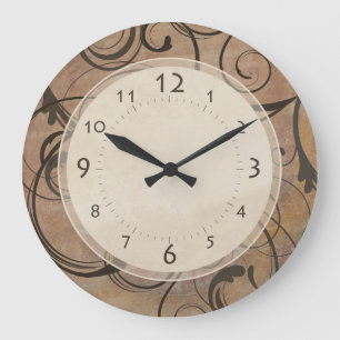 Antique Italy Elegant Swirls Tuscany Brown Stor Klocka