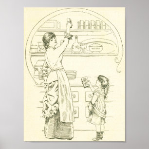 Antique Ivory soap ad —Victorian Flicka som hjälpe Poster