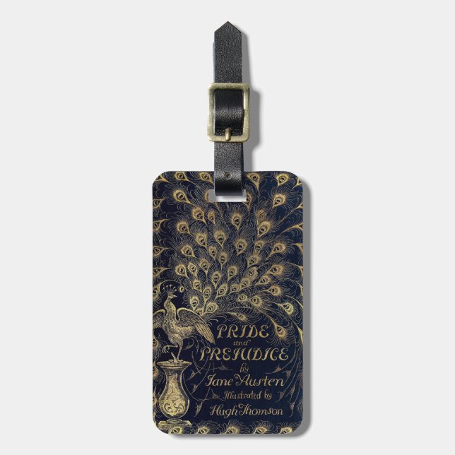 Antique Jane Austen Pride och Prejudice Peacock Bagagebricka (Vertikal Framsida)