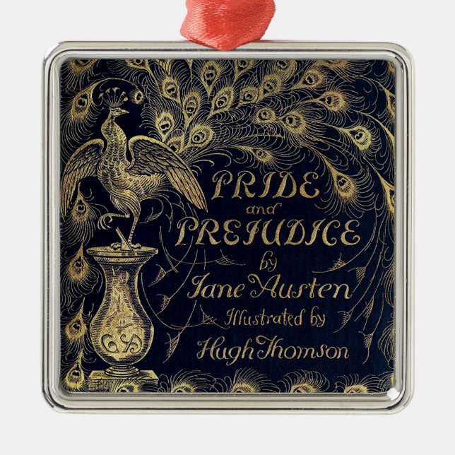 Antique Jane Austen Pride och Prejudice Peacock Julgransprydnad Metall (Framsidan)