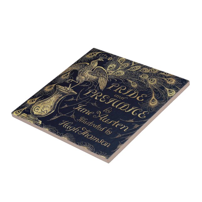 Antique Jane Austen Pride och Prejudice Peacock Kakelplatta (Sidan)