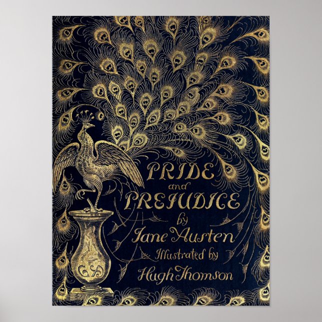 Antique Jane Austen Pride och Prejudice Peacock Poster (Framsidan)