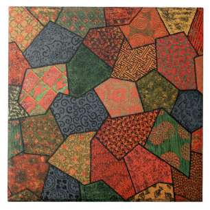 ANTIQUE JAPANESE FLOWERS,LÖV,GEOMETRISK BLOMMIGT KAKELPLATTA