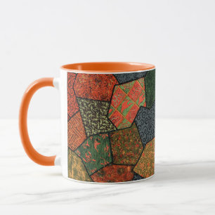 ANTIQUE JAPANESE FLOWERS,LÖV,GEOMETRISK BLOMMIGT MUGG