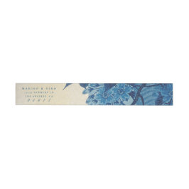 Antique Japansk Blue Cherry Blommar Etikettband