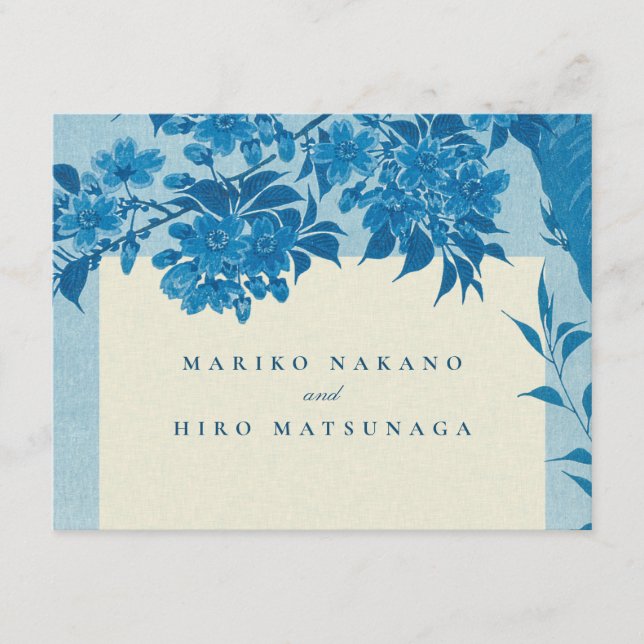 Antique Japansk Blue Cherry Blommar Tilläggskort (Framsida)