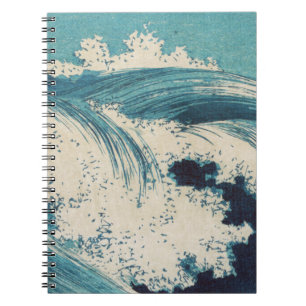 Antique japansk Blue Vågar Ocean Skriv ut Anteckningsbok