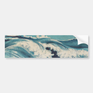 Antique japansk Blue Vågar Ocean Skriv ut Bildekal