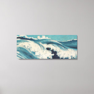 Antique japansk Blue Vågar Ocean Skriv ut Canvastryck