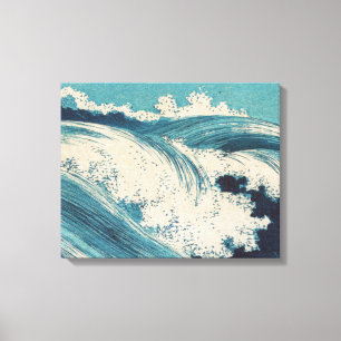 Antique japansk Blue Vågar Ocean Skriv ut Canvastryck