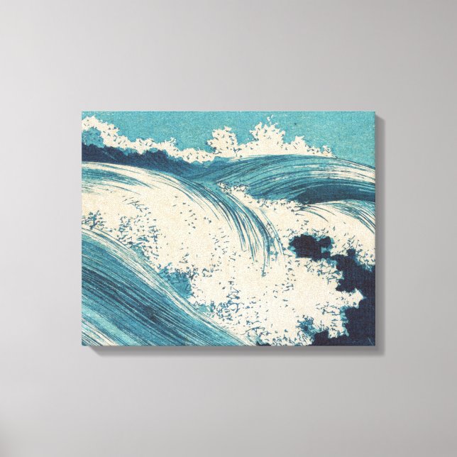 Antique japansk Blue Vågar Ocean Skriv ut Canvastryck (Framsida)