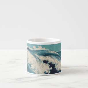 Antique japansk Blue Vågar Ocean Skriv ut Espressomugg