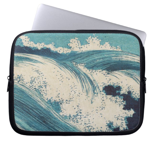 Antique japansk Blue Vågar Ocean Skriv ut Laptop Sleeve (Framsidan)