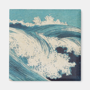 Antique japansk Blue Vågar Ocean Skriv ut Magnet