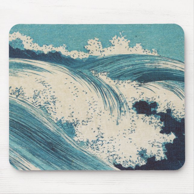 Antique japansk Blue Vågar Ocean Skriv ut Musmatta (Framsidan)