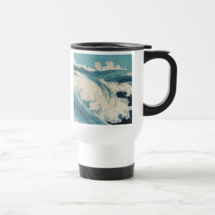 Antique japansk Blue Vågar Ocean Skriv ut Resemugg