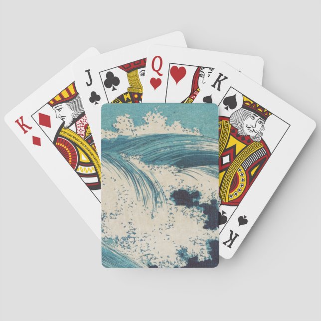 Antique japansk Blue Vågar Ocean Skriv ut Spel Kort (Baksidan)