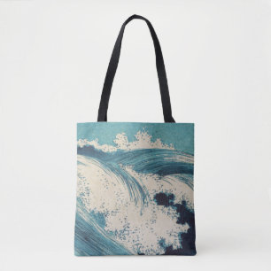 Antique japansk Blue Vågar Ocean Skriv ut Tygkasse