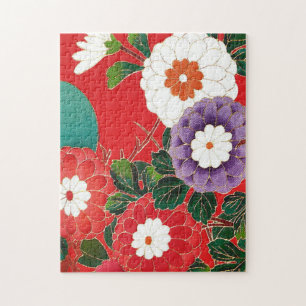 Antique Japansk Brocade Deep Red Pussel
