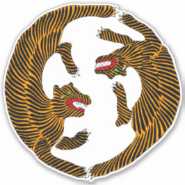 Antique Japansk folkkonst Tigers Klistermärken
