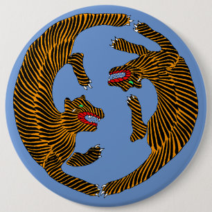 Antique Japansk folkkonst Tigers Knapp