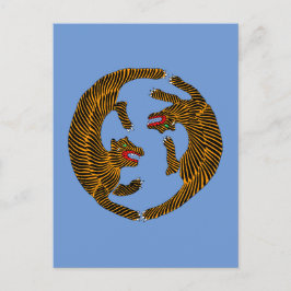 Antique Japansk folkkonst Tigers Vykort