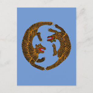 Antique Japansk folkkonst Tigers Vykort