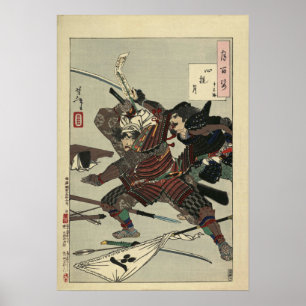 Antique Japansk Print #15 Samurai Dueling Poster