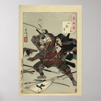 Antique Japansk Print #15 Samurai Dueling Poster